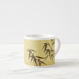Schmutz befleckter Bambuspapierhintergrund Espressotasse