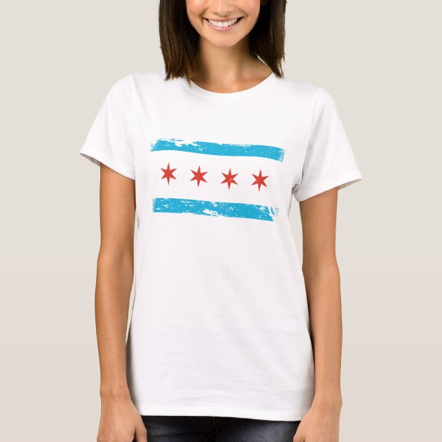 Schmutz-Chicago-Flagge T-Shirt (Vorderseite)