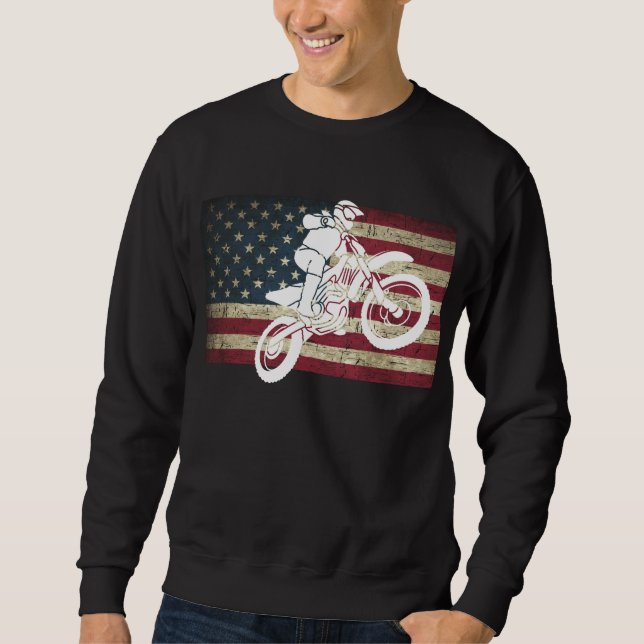 Schmutz-Fahrrad auf beunruhigter Flagge in der Sweatshirt (Vorderseite)