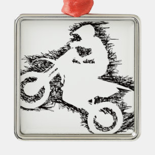SCHMUTZ-FAHRRAD (Gekritzelschwarzes) Silbernes Ornament