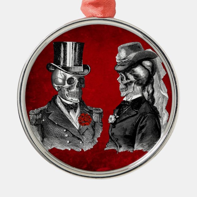 Schmutz-Schädel-Skelett-Paare Ornament Aus Metall (Vorne)
