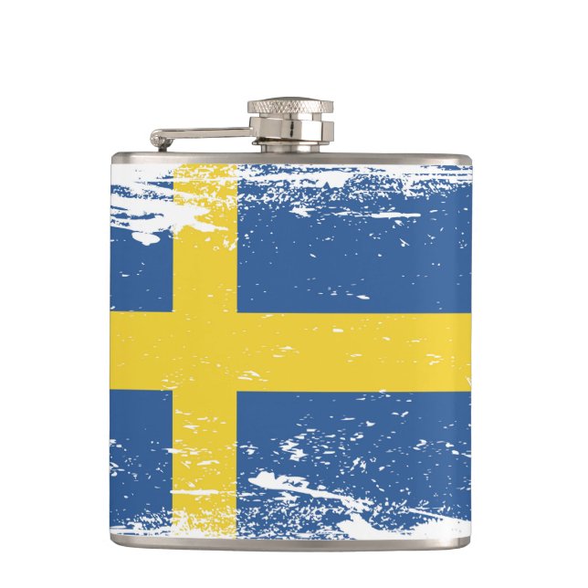 Schmutz-Schweden-Flagge Flachmann (Vorderseite)