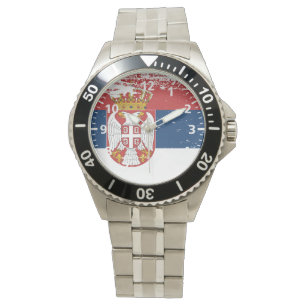 Schmutz-Serbien-Flagge Armbanduhr
