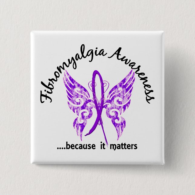 Schmutz-Tätowierungs-Schmetterling6,1 Fibromyalgia Button (Vorderseite)