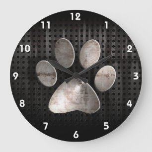 Schmutz-Tatzen-Druck Große Wanduhr