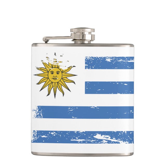 Schmutz-Uruguay-Flagge Flachmann (Vorderseite)