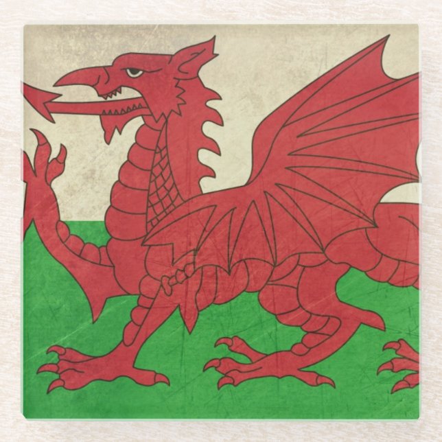 Schmutz-Waliser-Dracheflaggenillustration Glasuntersetzer (Vorderseite)