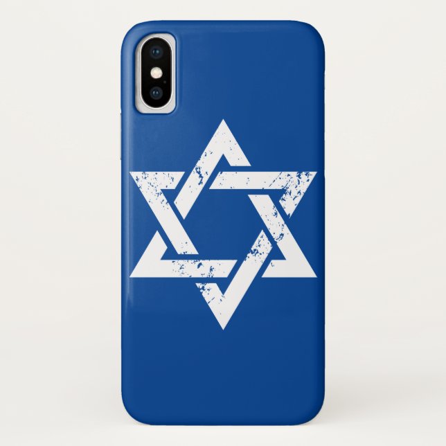 Schmutz-weißer jüdischer Symbol-Israel-Davidsstern Case-Mate iPhone Hülle (Rückseite)