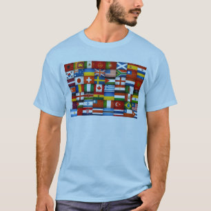 Schmutz-Weltflaggen-Collagen-Entwurf T-Shirt