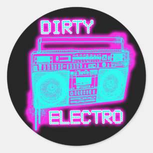 SCHMUTZIGE ELECTRO-Tanzverein DJ-Mädchen, die Runder Aufkleber