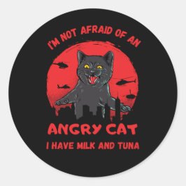Schmutzige Katze. Funny Cat Beast. Mischous Cat Runder Aufkleber