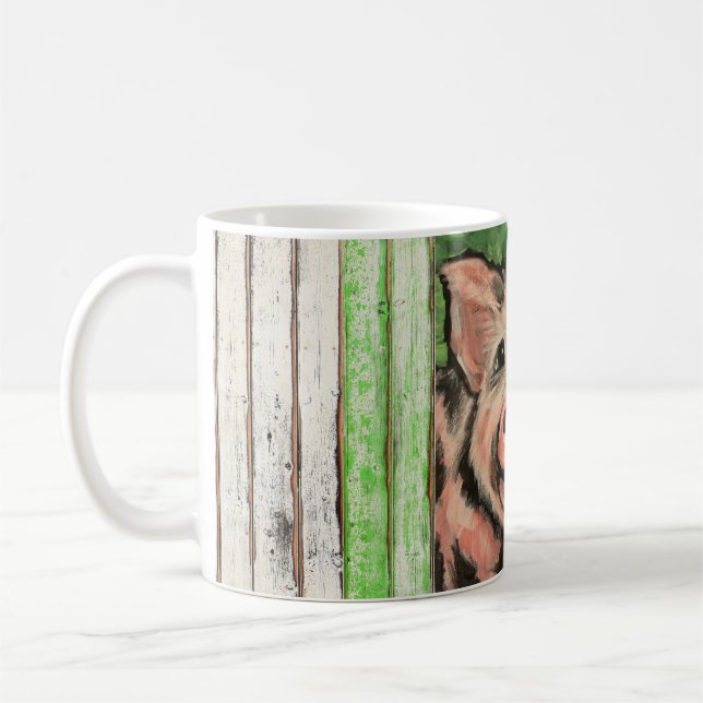 Schmutzige kleine Ferkel-u. Scheunen-Holz-Tasse Kaffeetasse (Links)