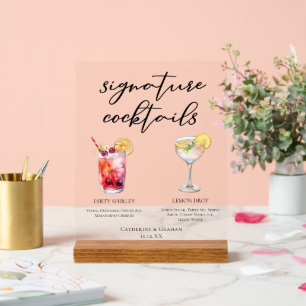 Schmutzige Shirley Lemon Drop Hochzeitscocktails Acrylschild