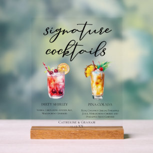 Schmutzige Shirley Piña Colada Hochzeitscocktails Acrylschild