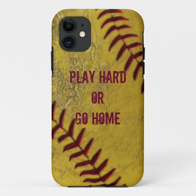 Schmutzige Softball iPhone Hüllen mit IHREM TEXT (Rückseite)