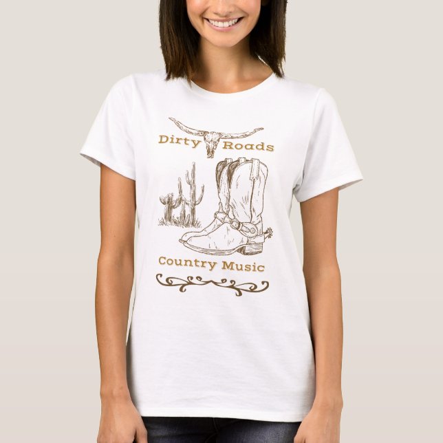 schmutzige Straße, Countrymusik T-Shirt (Vorderseite)