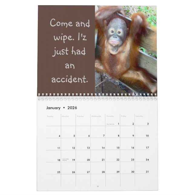 Schmutzige Windeln und Baby-Affen-Schnitzer Kalender (Jan 2026)