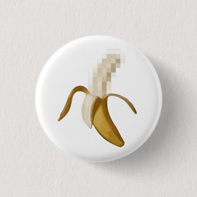 Schmutzige zensierte abgezogene Banane Button (Vorderseite)