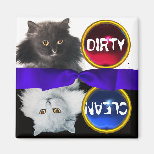 SCHMUTZIGER SCHWARZWEISS-CAT SÄUBERN MAGNET
