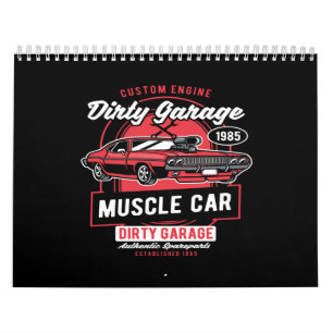 schmutziges Garagen-Muscle-Car Kalender