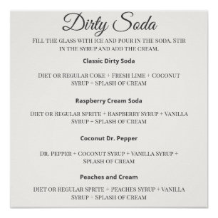 Schmutziges Soda-Bar-Schild mit Rezepten für die H Poster