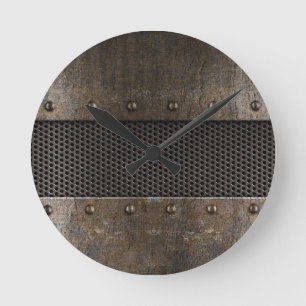 Schmutzmetallhintergrund Runde Wanduhr