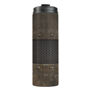 Schmutzmetallhintergrund Thermosbecher