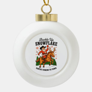 Schnall An Schneeschuh Rodeo Cowboy Weihnachtsmann Keramik Kugel-Ornament