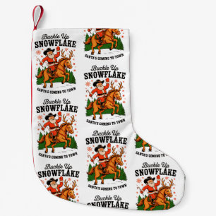 Schnall An Schneeschuh Rodeo Cowboy Weihnachtsmann Kleiner Weihnachtsstrumpf