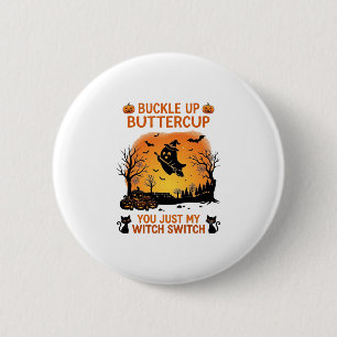 Schnall Dich an Buttercup Halloween Geist Hexenhut Button