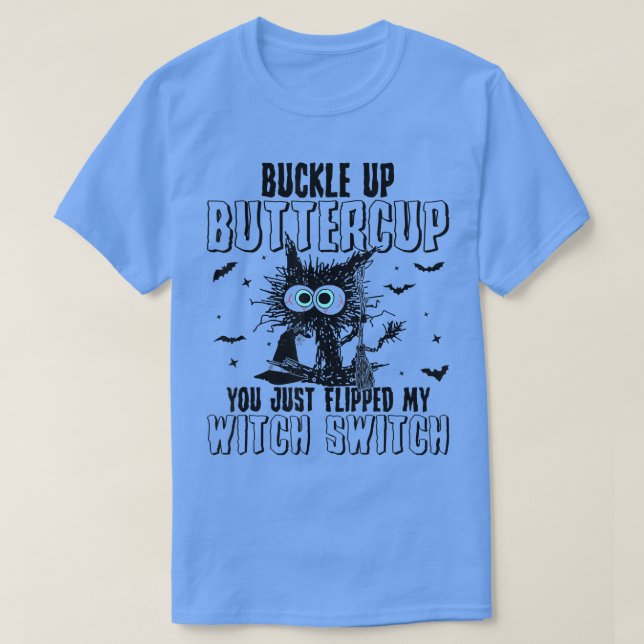 Schnallen Butter Cup Black Cat Hexe Halloween 346 T-Shirt (Design vorne)