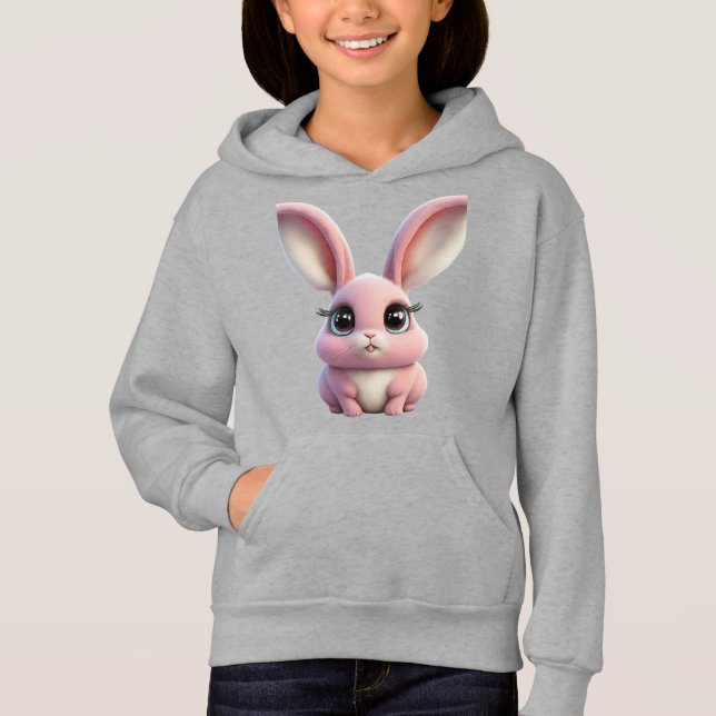 Schnappschuss: Adorable Pink Cartoon Rabbit Hoodie (Vorderseite)
