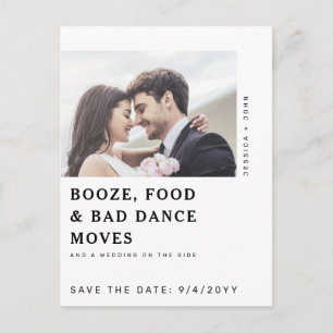 Schnaps, Essen, schlechter Tanz Lustige Hochzeit S Postkarte