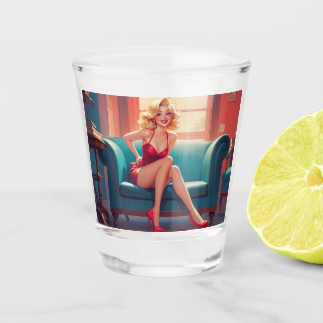Schnapsglas Pin-Up Mädchen (Vorderseite)