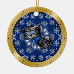 Schnarrtrommeln ~ Silber ~ blaues ~ Gold~ Keramik Ornament