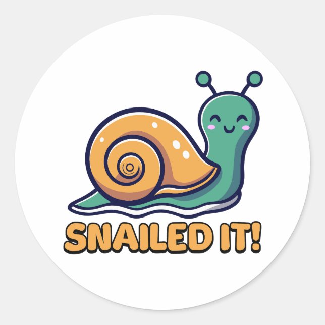 Schnauze! Niedlicher Snail Pub Cartoon Runder Aufkleber (Vorderseite)