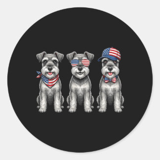 Schnauzer 4. Juli Amerikanische Flagge Hund Patrio Runder Aufkleber