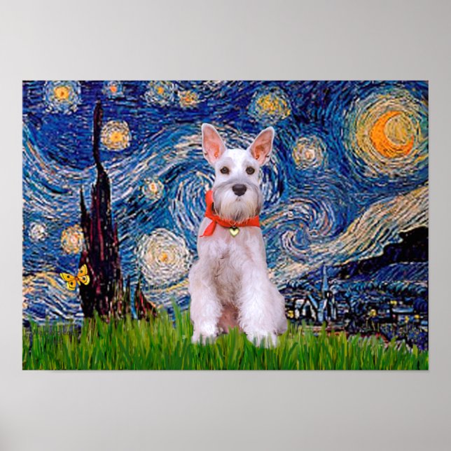 Schnauzer 9 - Starry Night Poster (Vorne)