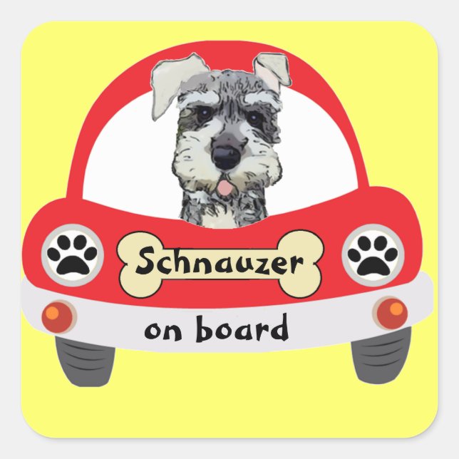 Schnauzer an Bord Quadratischer Aufkleber (Vorderseite)