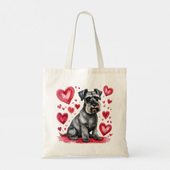 Schnauzer and Hearts Tote Bag Tragetasche (Rückseite)