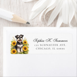 Schnauzer and Sunflowers Personalized Address