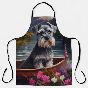 Schnauzer auf einem Paddel: Ein landschaftliches A Schürze