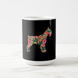 Schnauzer Blume Funny Dog Silhouette Blumengeschen Kaffeetasse