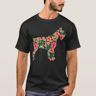 Schnauzer Blume Funny Dog Silhouette Blumengeschen T-Shirt