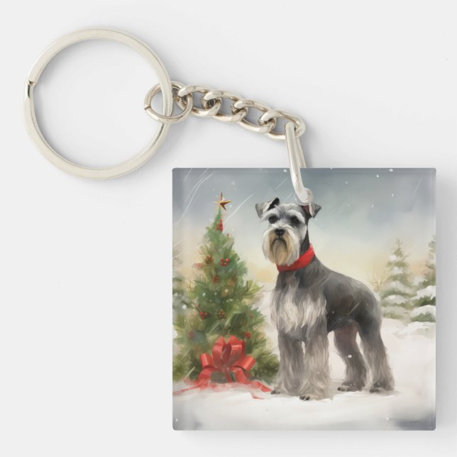 Schnauzer Chien à Noël de neige (Devant)