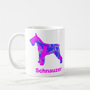 Schnauzer Chien Silhouette Crazy Hot Rose Café Mug