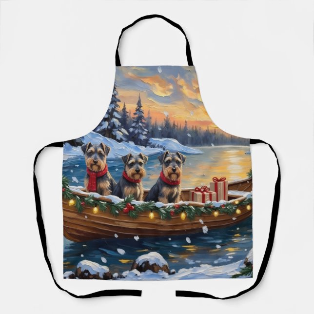 Schnauzer Christmas Boat Holiday Schürze (Vorderseite)