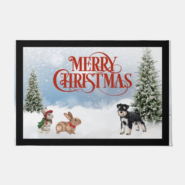 Schnauzer Christmas Door Mat Fußmatte (Vorderseite)