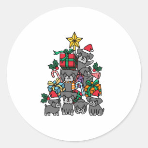 Schnauzer Christmas Tree Runder Aufkleber