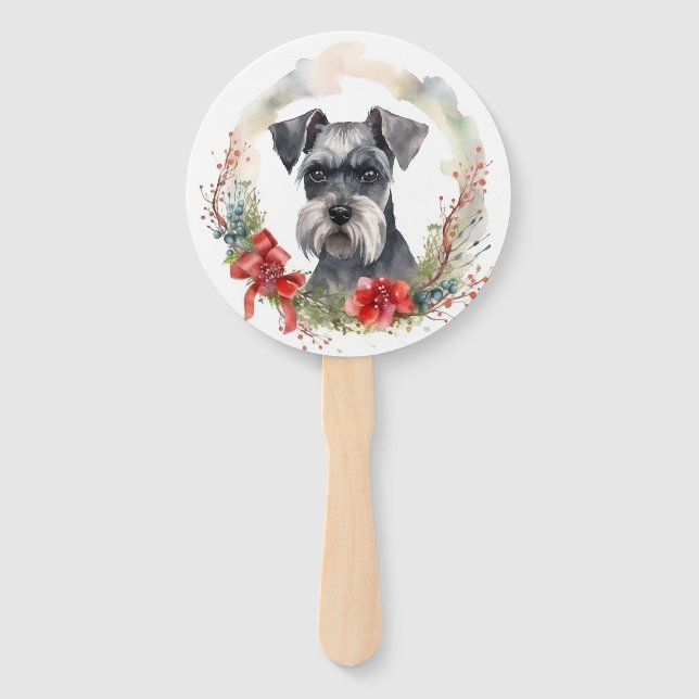 Schnauzer Christmas Wreath Festivals Fächer (Rückseite)